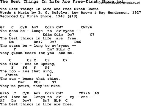 Lyrics To The Best Things In Life Are Free