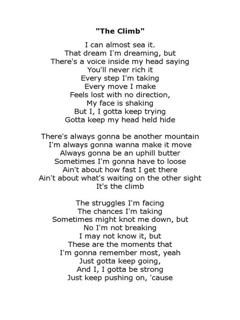 Lyrics To The Climb By Miley Cyrus Printable