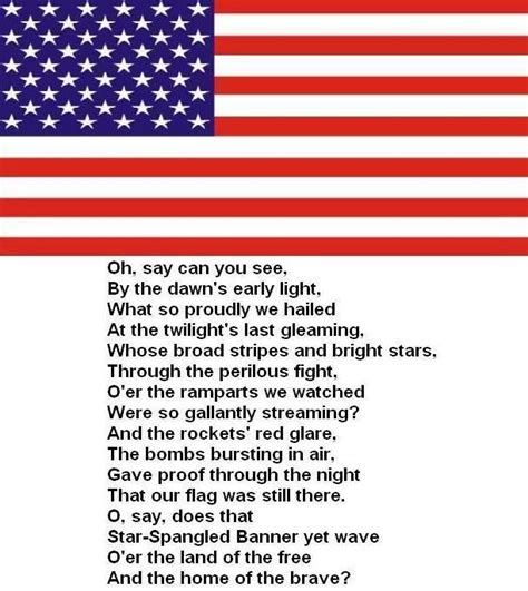 Lyrics To The National Anthem Printable