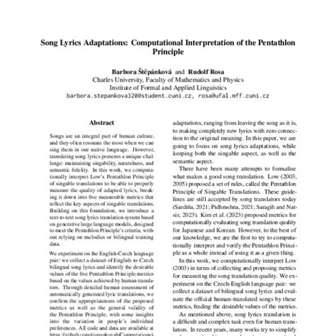 Lyrics and Adaptations