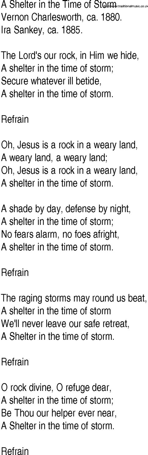 Lyrics of A Shelter In The Time Of Storm