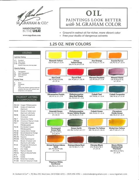 M Graham Oil Paint Color Chart