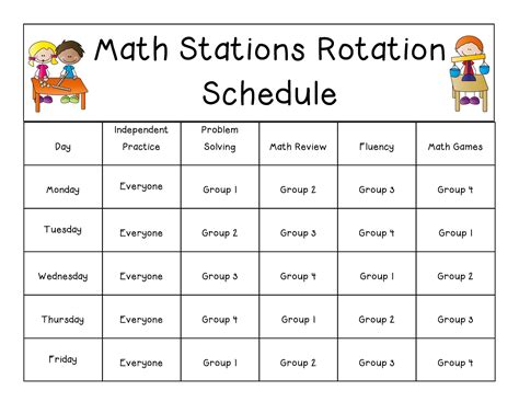 Math Printable Rotation Schedule