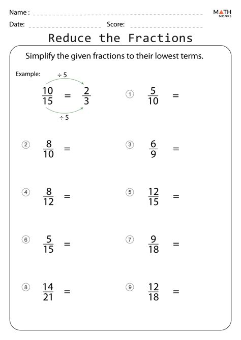 Math Worksheets Reducing Fractions 2Nd Grade