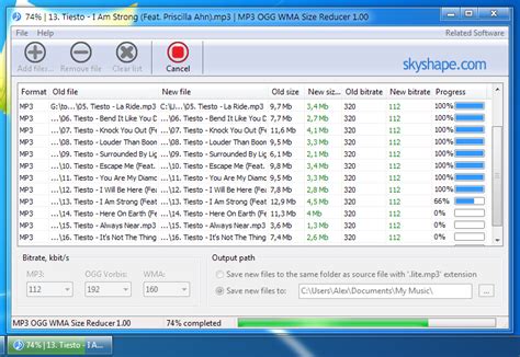Kurangi ukuran MP3 OGG WMA