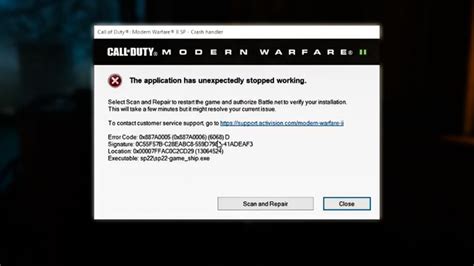 MW2 Scan and Repair crashes