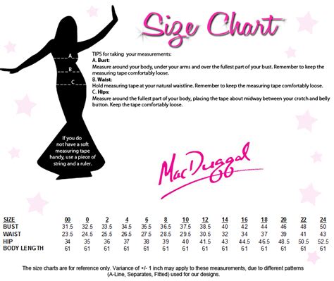 Mac Duggal Dress Size Chart