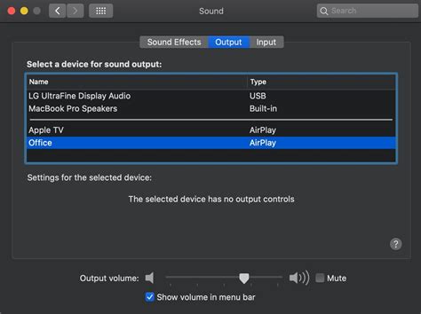 Mac audio output settings