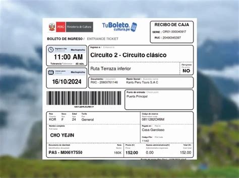 Machu Picchu ticket