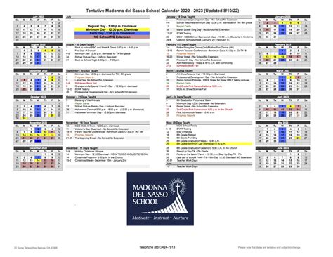 Madonna Academic Calendar