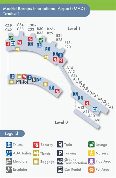 Madrid airport map terminal 1 Madrid barajas terminal map (Spain)