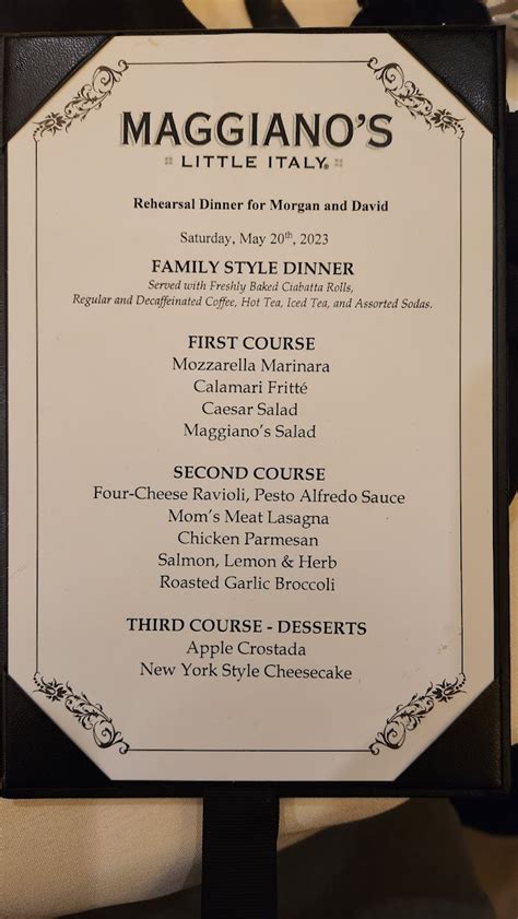 Maggianos Easter Menu