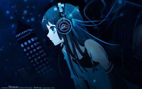 Magical Girl Anime Girls With Headphones Wallpaper