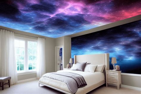 Magical night sky in blue bedroom