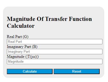 Calculate the Magnitude of Your Transfer Function with Ease: Try Our Online Calculator Now!