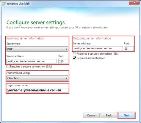 Mail Server Addresses | Support