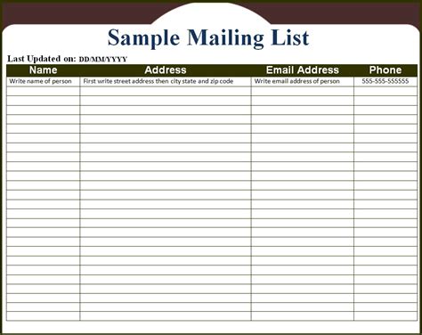 Mailing list
