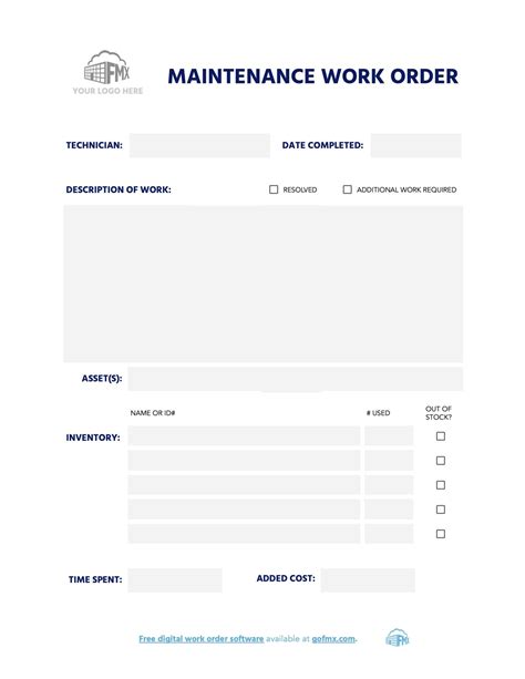 work request form Maintenance Work Order Request Form Business plan