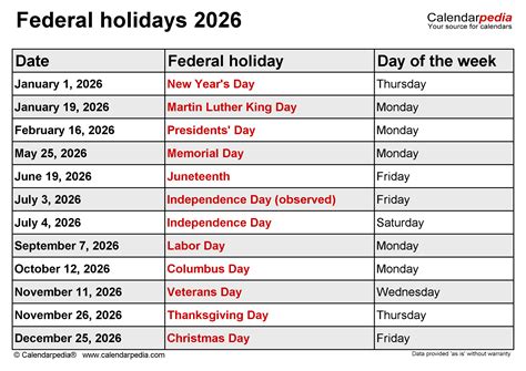 Major Holidays Image