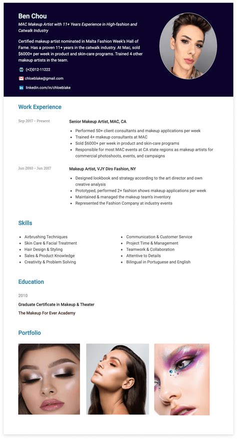Makeup Resume Template