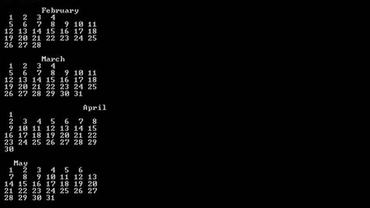 Making A Calendar In C++