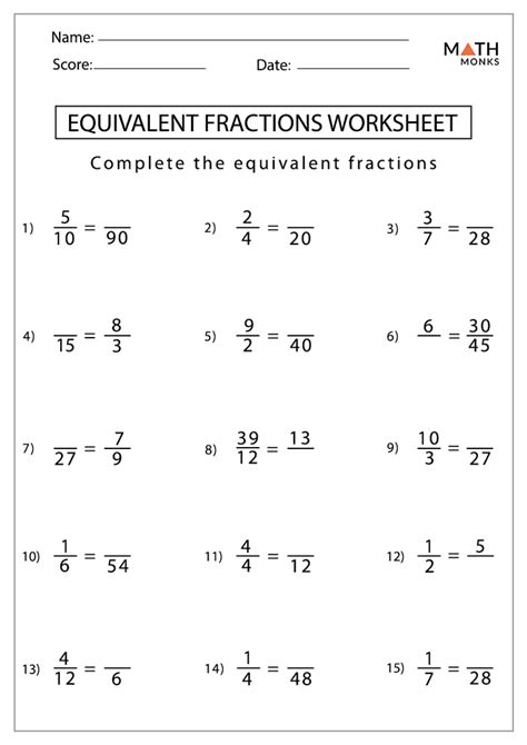 Making Fractions Equivalent Worksheet