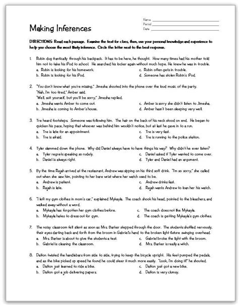 Make Inference Multiple Choice Worksheets Pdf Easier To Use
