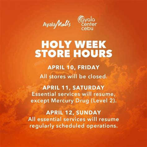 Mall Hours Holy Week