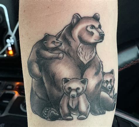 Mama Bear And Her 3 Cubs Tattoo