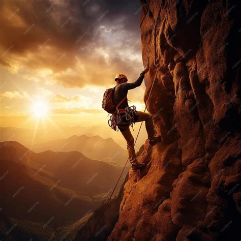 Man climbing a mountain