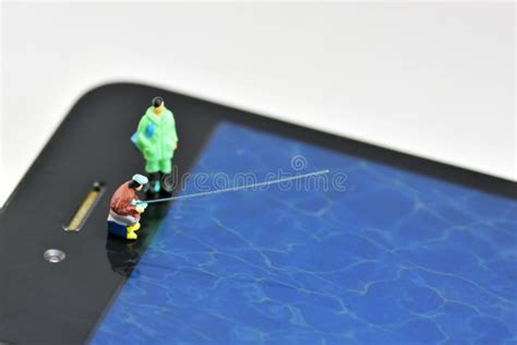 Man fishing using smartphone