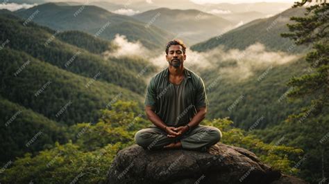 Seorang pria sedang bermeditasi