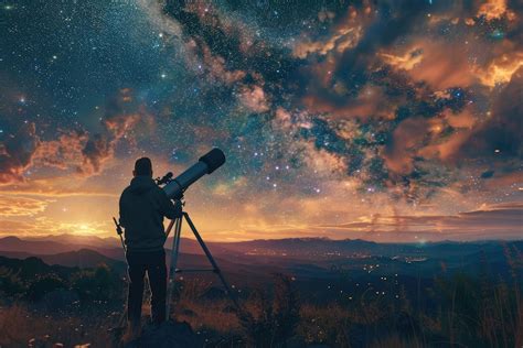 Man stargazing telescope