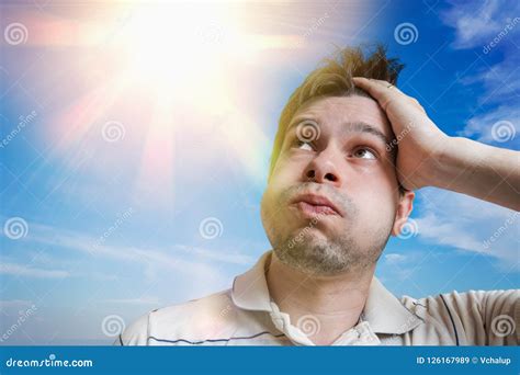 Man sweating because of hot weather
