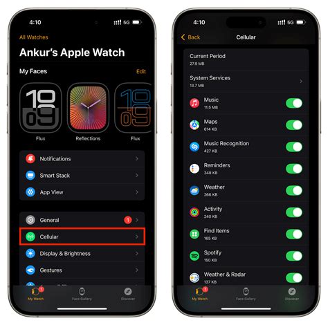 Manage Apple Watch cellular settings