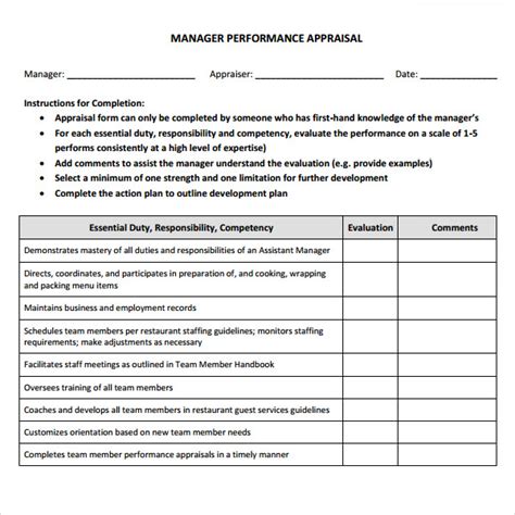 Manager Evaluation Template