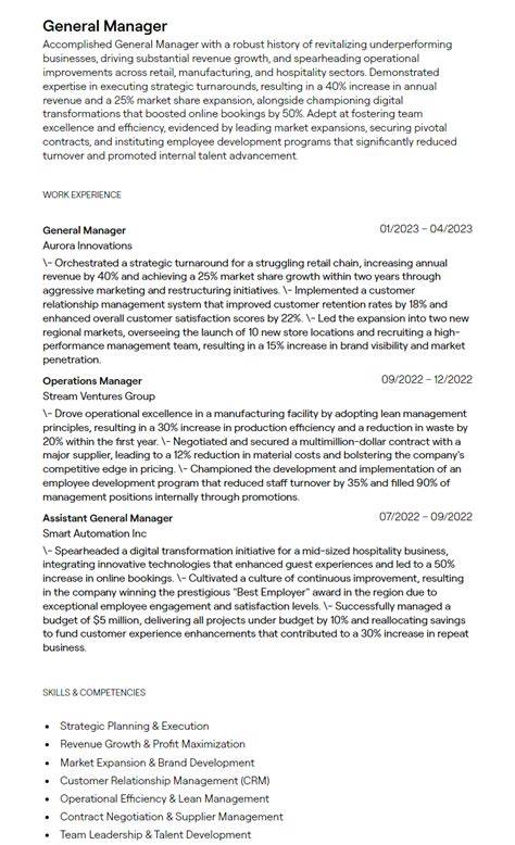 Manager Resume Summary Examples
