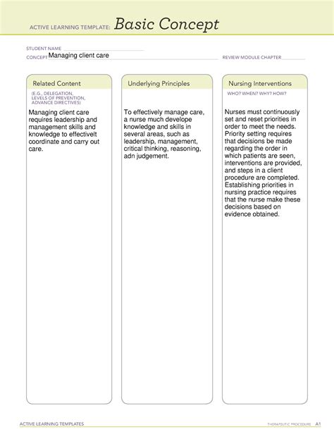 Managing Client Care Basic Concept Template