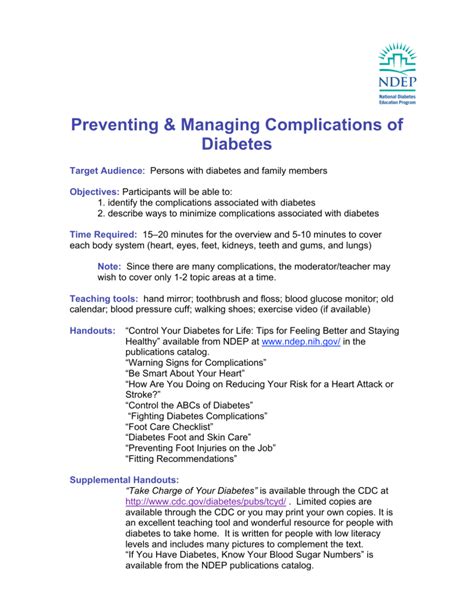 Managing Daily Life and Preventing Complications
