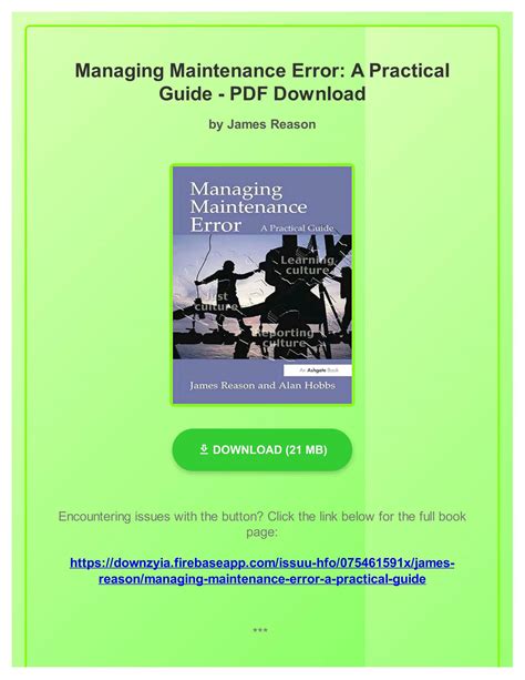Managing Maintenance Error: A Practical Guide Highlights