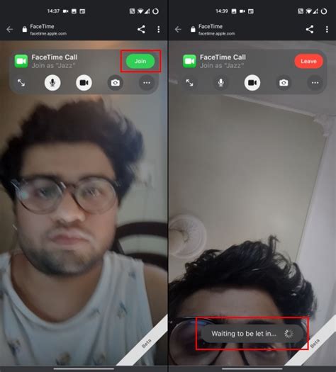 Managing a FaceTime Call on Android