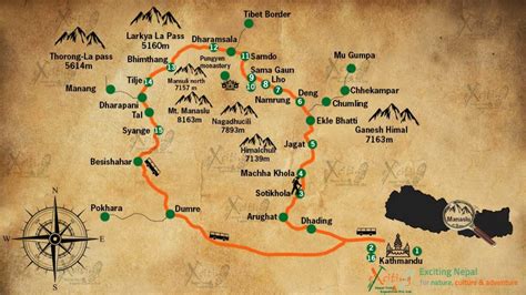 Manaslu trek map