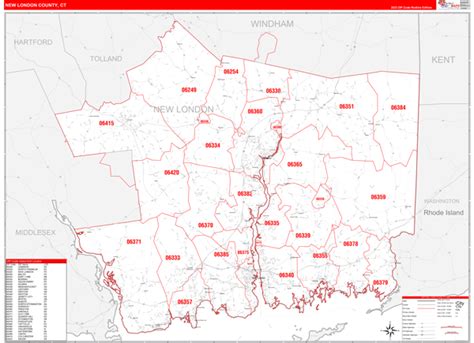Buy Connecticut Zip Code Map