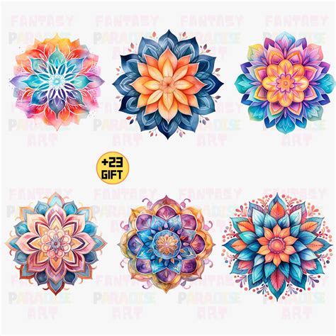 Download Mandala Clipart Set - Rainbow & Gold... for Cricut