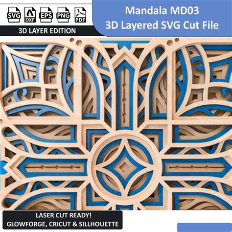 Download Mandala MD03 3D Layered SVG Cut File Files