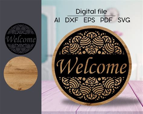 Download Mandala Welcome Sign Silhouette DXF Files