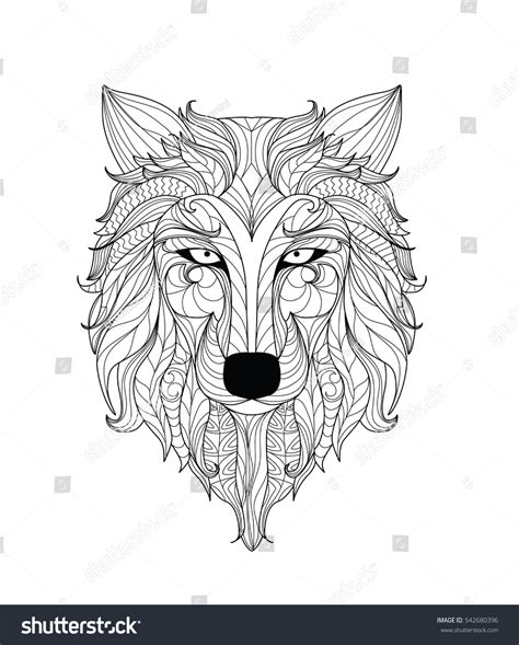 Mandala and Zentangle Wolf Colouring Pages