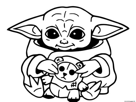 Mandalorian Baby Yoda Printable Coloring Page