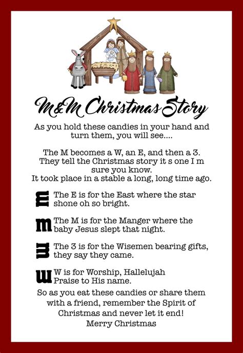Mandm Christmas Story Free Printable