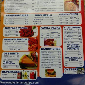 Mandy's Fish and Chips menu